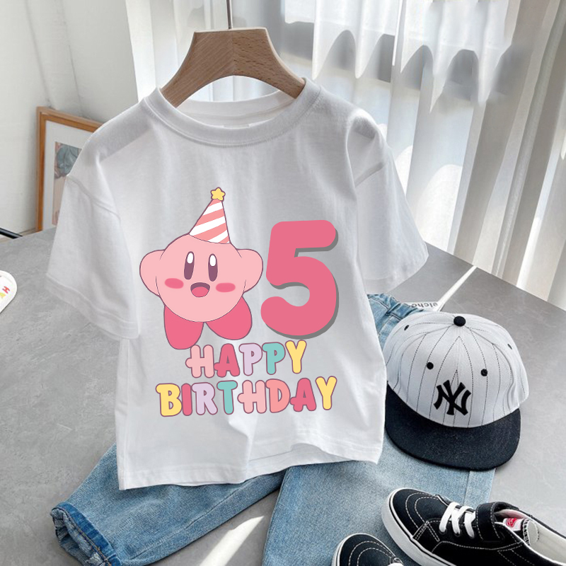 Anime Girl Merchandise - T-shirt Star Kirbys avec numéro d'anniversaire